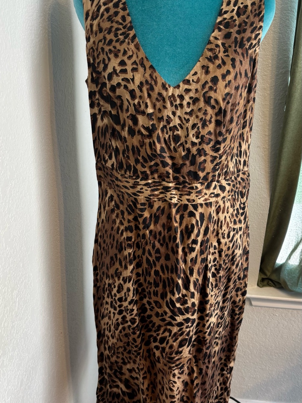 Yaly Couture Leopard Print Slip Dress - V-Neck 100% Cotton